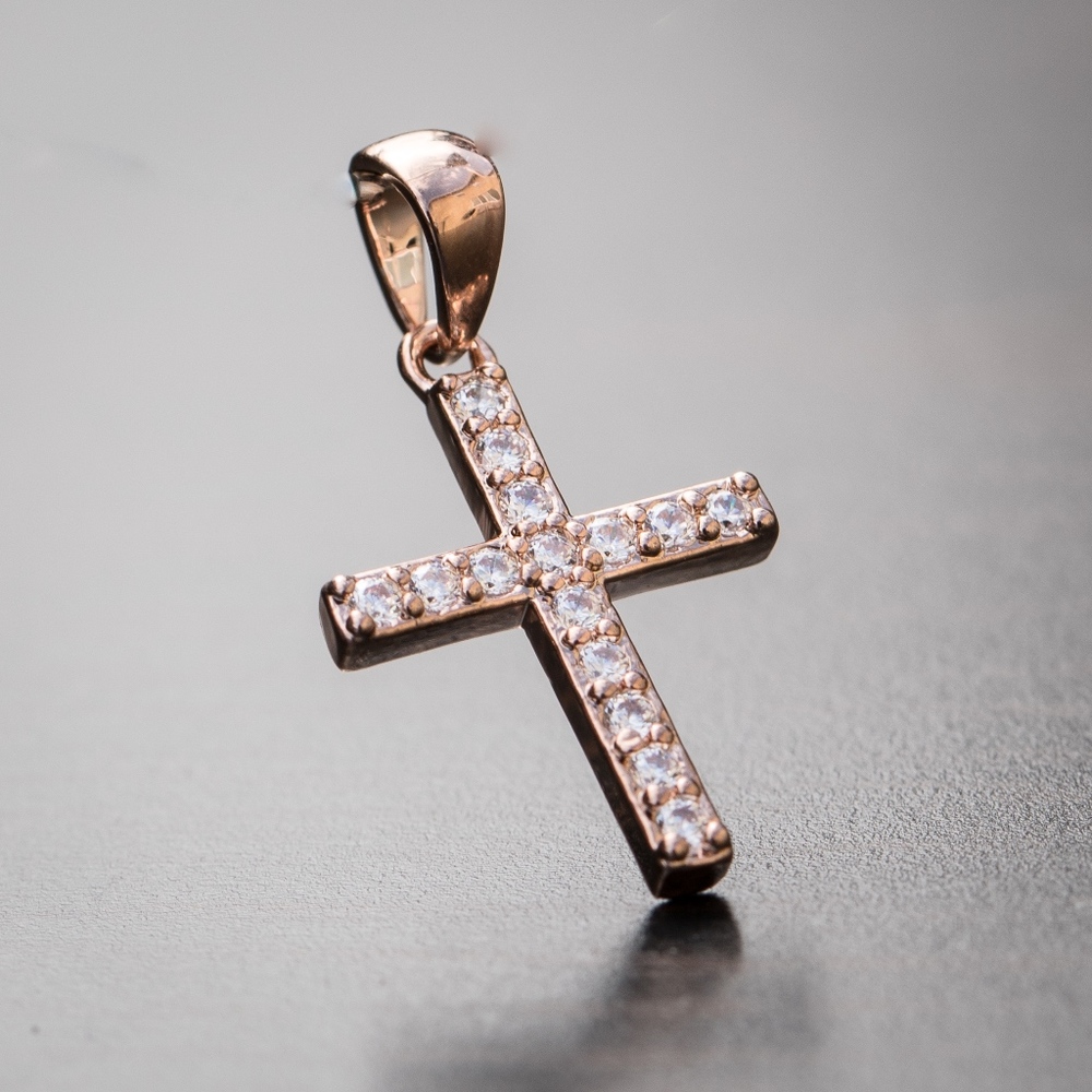 Tiny Pink Small Cross Charm Pendant Necklace
